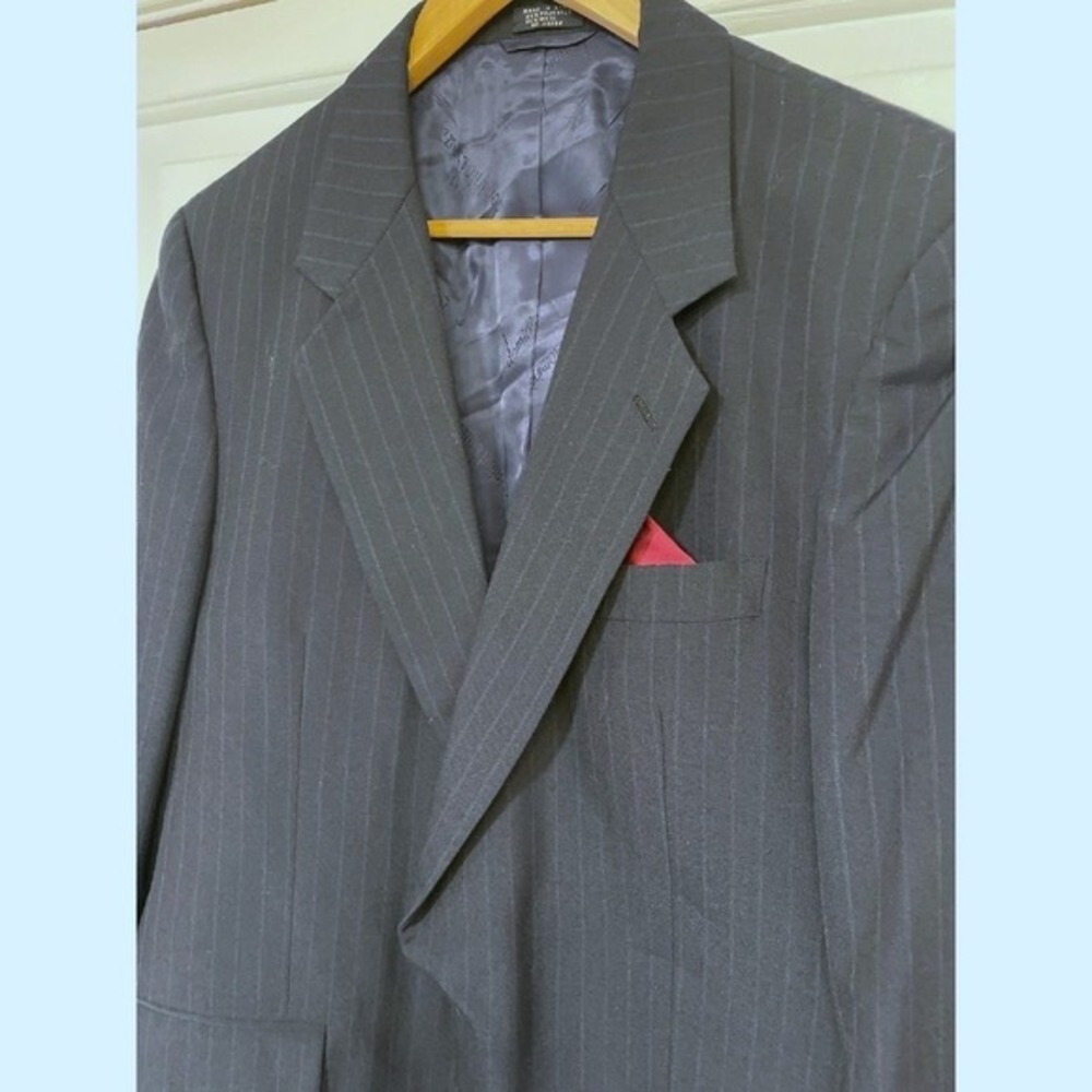 46L Navy Pinstripe Wool Blend Dominic D'Bruzzi Blazer Single Breasted Two Button